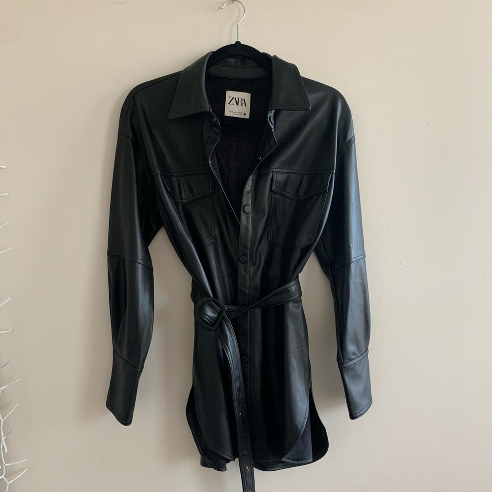 Zara faux leather long jacket (can be worn as a dress)